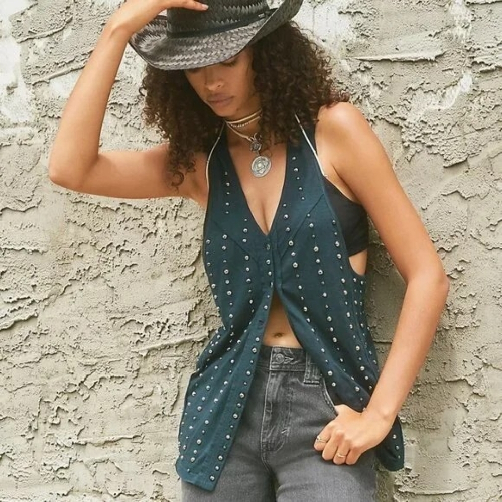 Free People/We The Free Piper Tank - S - NWT - Black Studded